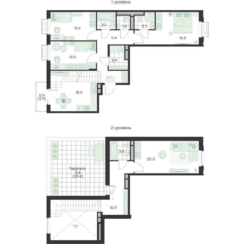 5 ккв (Евро) 128 м²