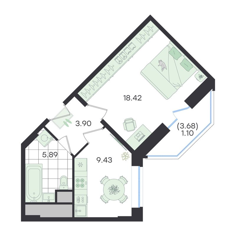 1 ккв 38,7 м²