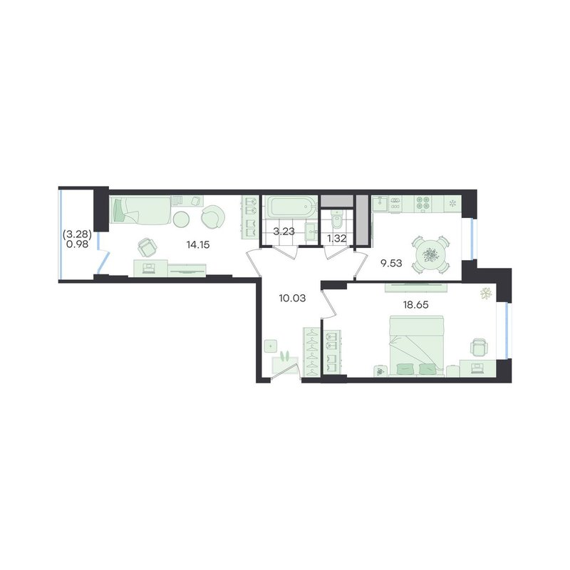 2 ккв 57,9 м²