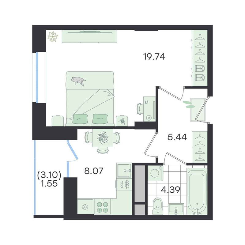 1 ккв 39,2 м²