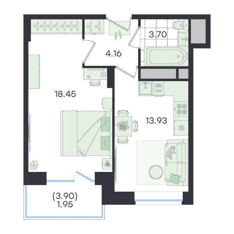 1 ккв 42,2 м²