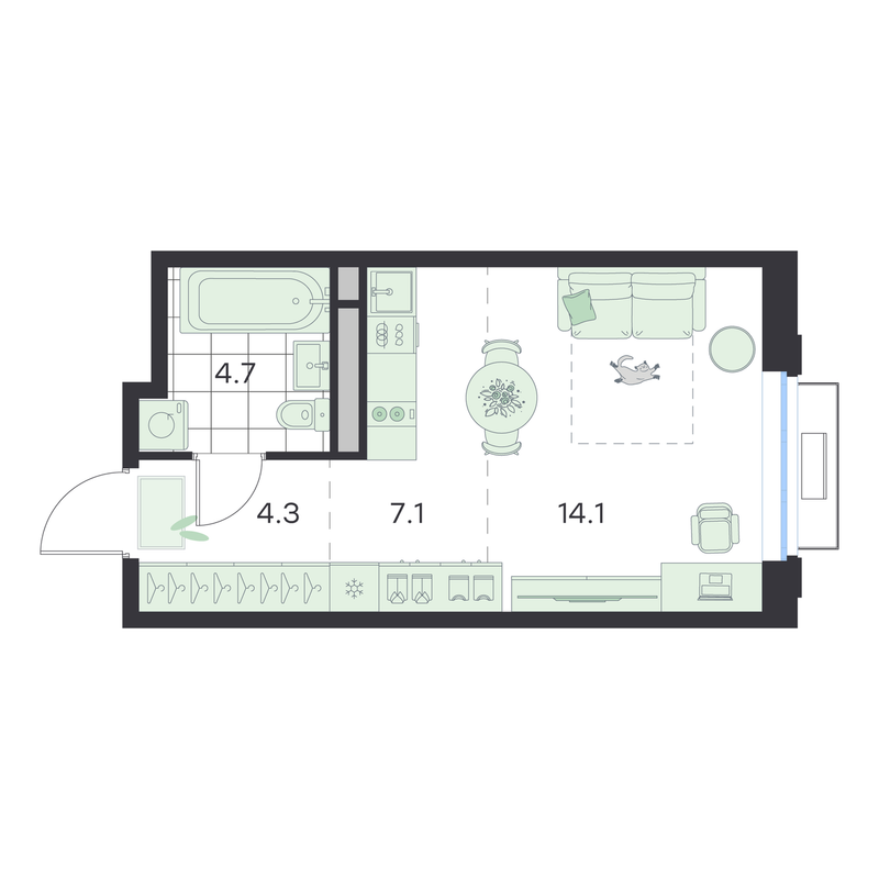 Студия 30,2 м²