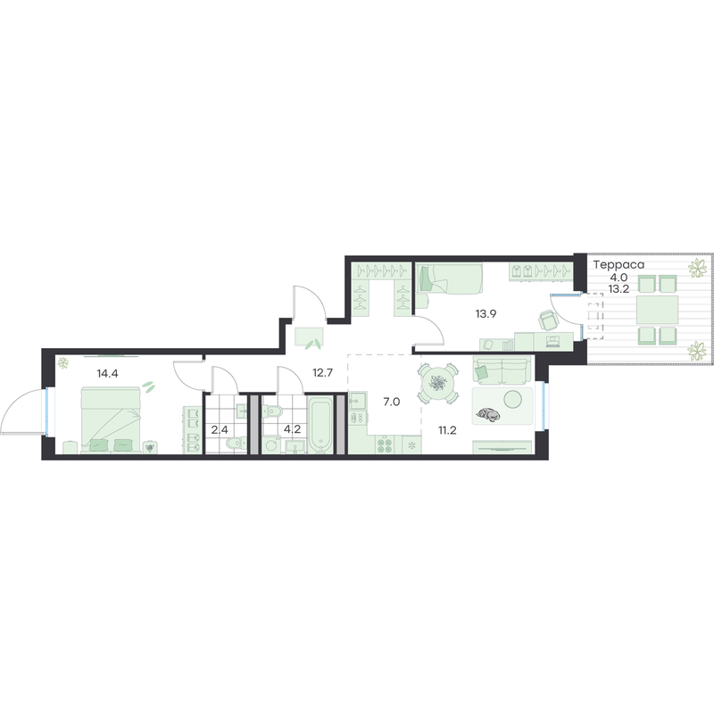 3 ккв (Евро) 69,8 м²