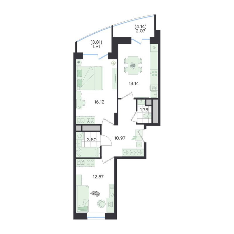 2 ккв 62,4 м²
