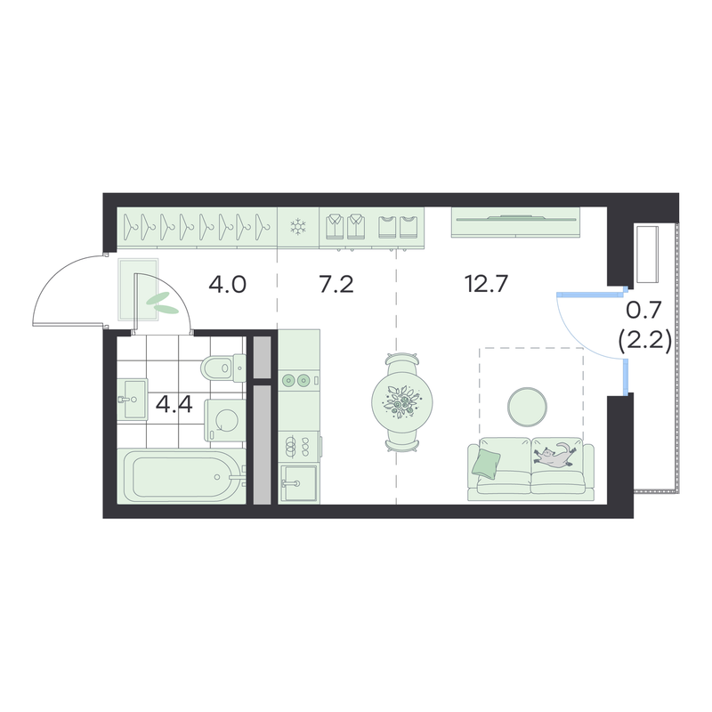 Студия 29 м²