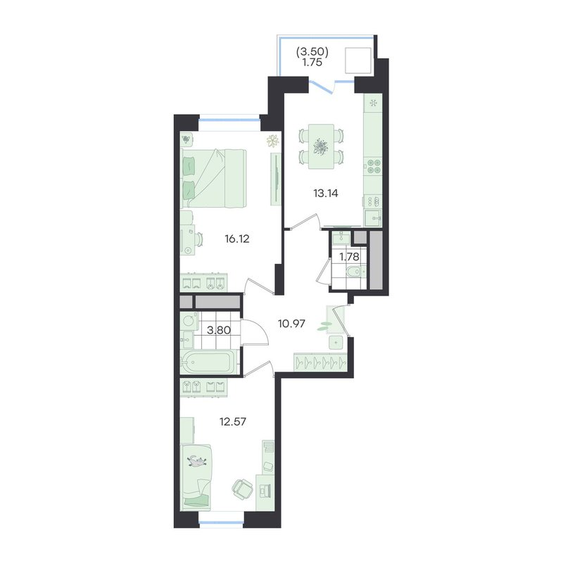 2 ккв 60,1 м²