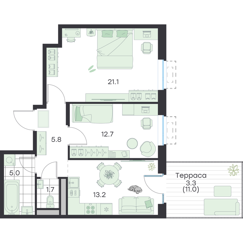 2 ккв 62,8 м²