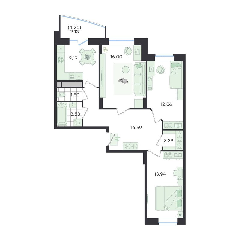 3 ккв 78,3 м²