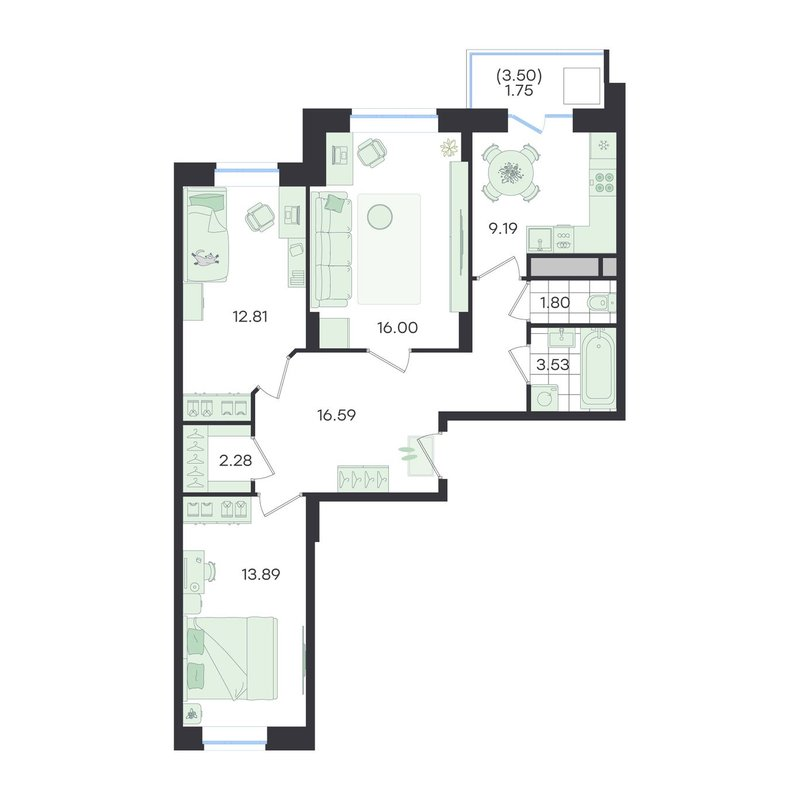 3 ккв 77,8 м²