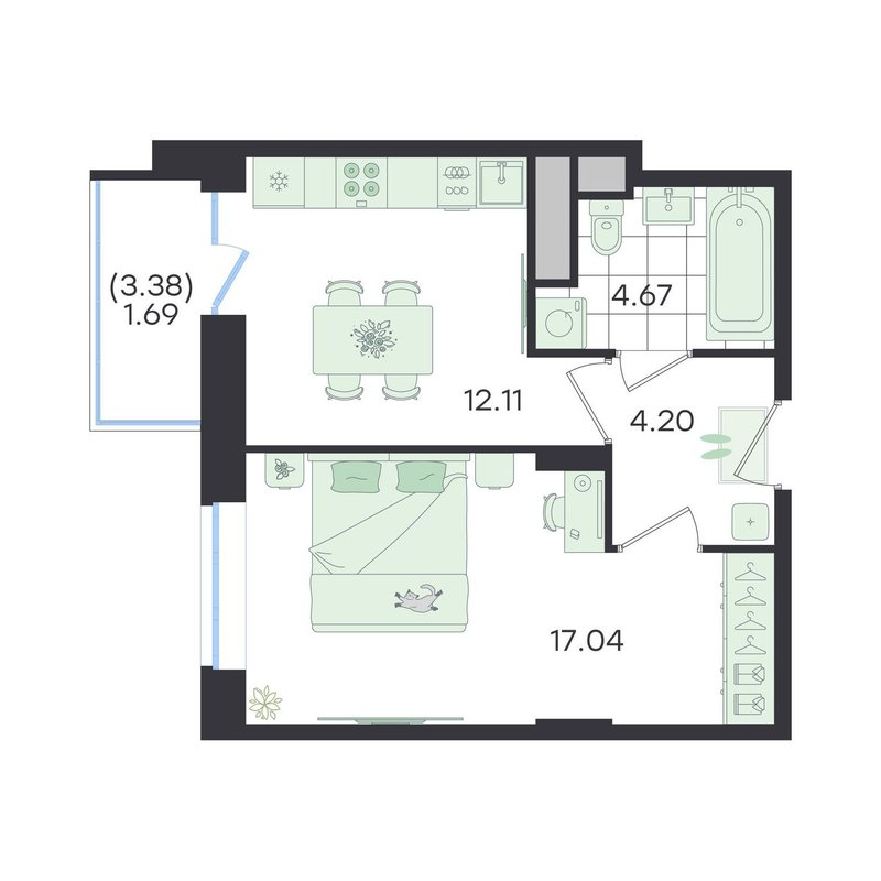 1 ккв 39,7 м²