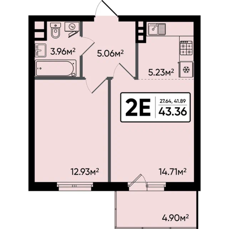 2 ккв (Евро) 43,4 м²