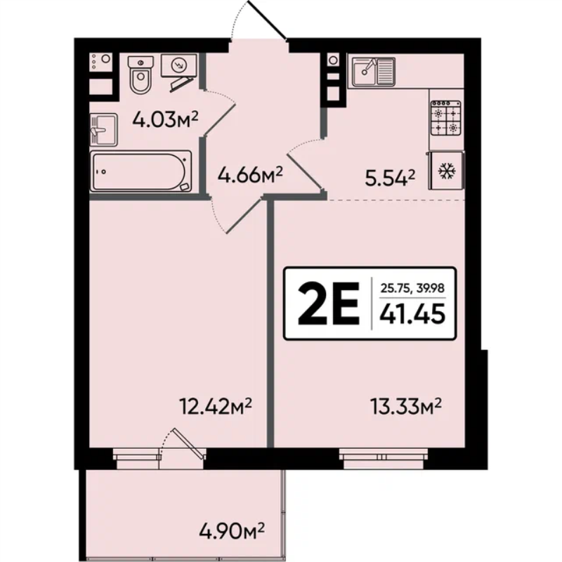 2 ккв (Евро) 41,5 м²