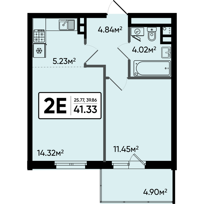2 ккв (Евро) 41,3 м²