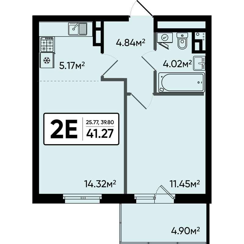 2 ккв (Евро) 41,3 м²