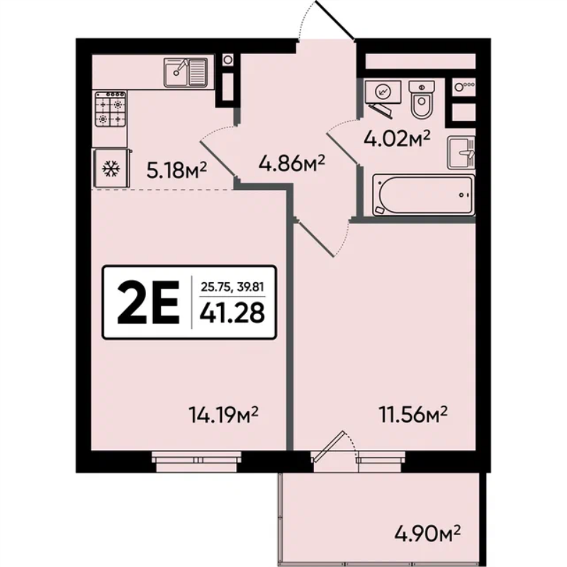 2 ккв (Евро) 41,3 м²