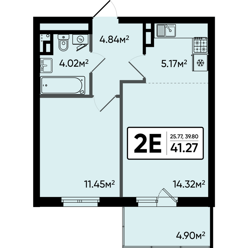 2 ккв (Евро) 41,3 м²