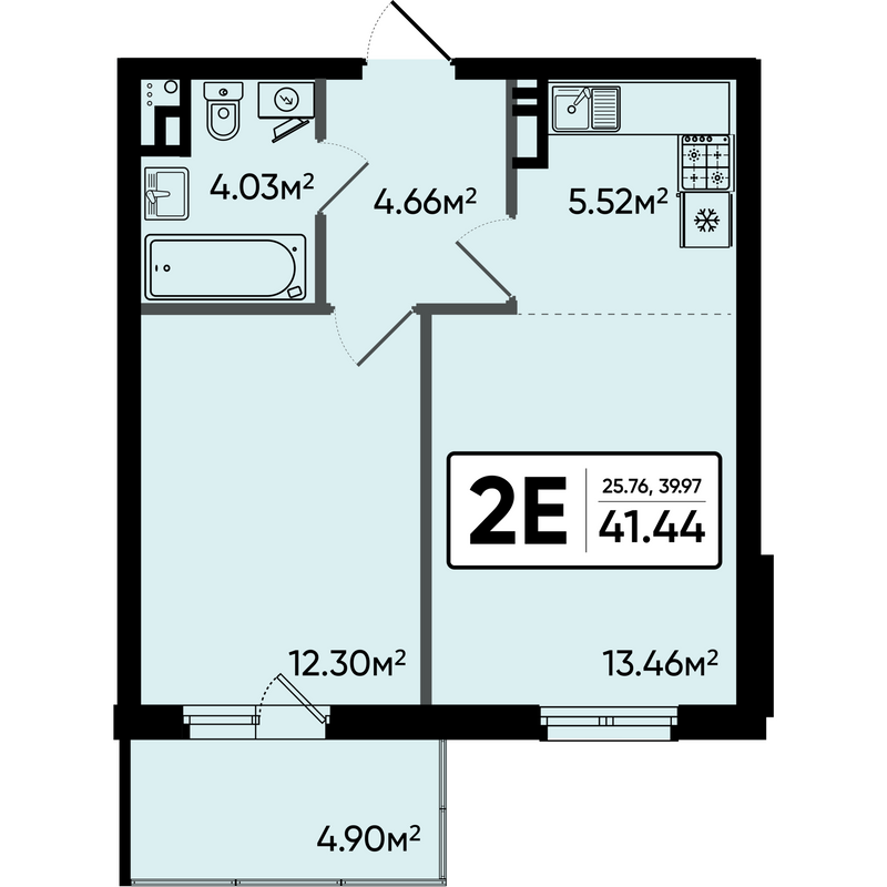 2 ккв (Евро) 41,4 м²