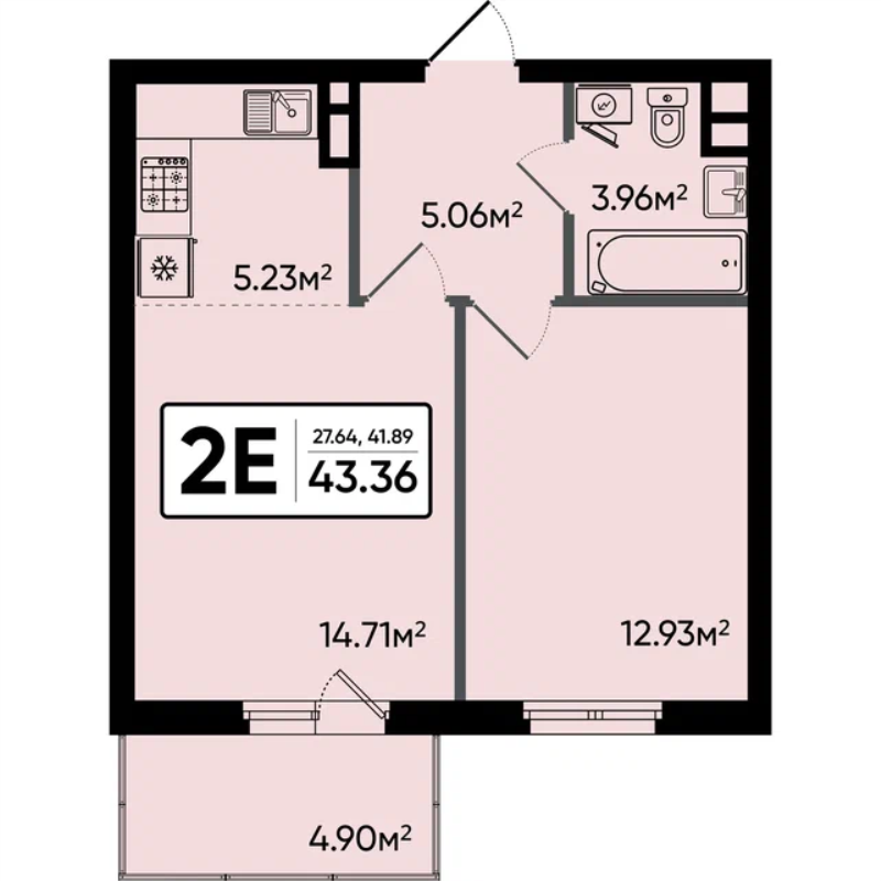 2 ккв (Евро) 43,4 м²