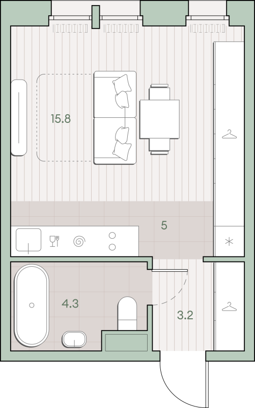 Студия 28,3 м²