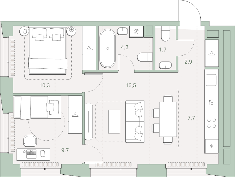 3 ккв (Евро) 53,1 м²