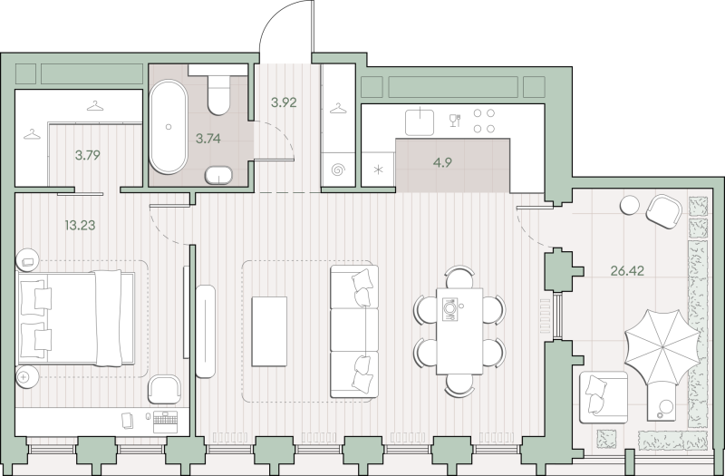 2 ккв (Евро) 59,4 м²