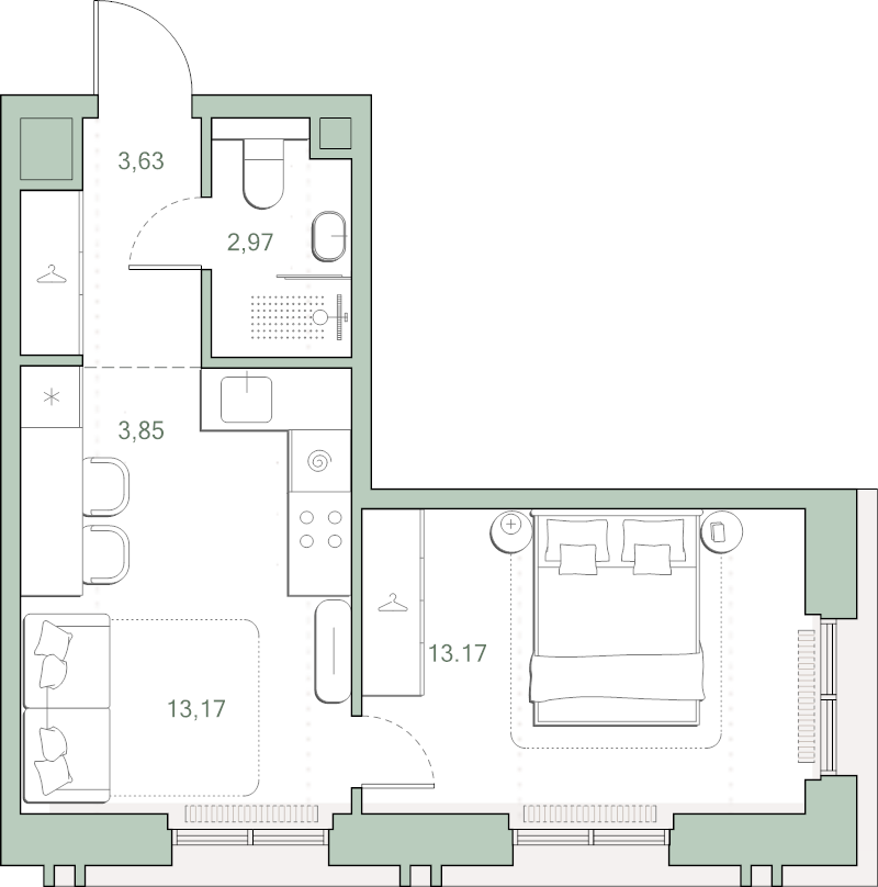 2 ккв (Евро) 33,9 м²
