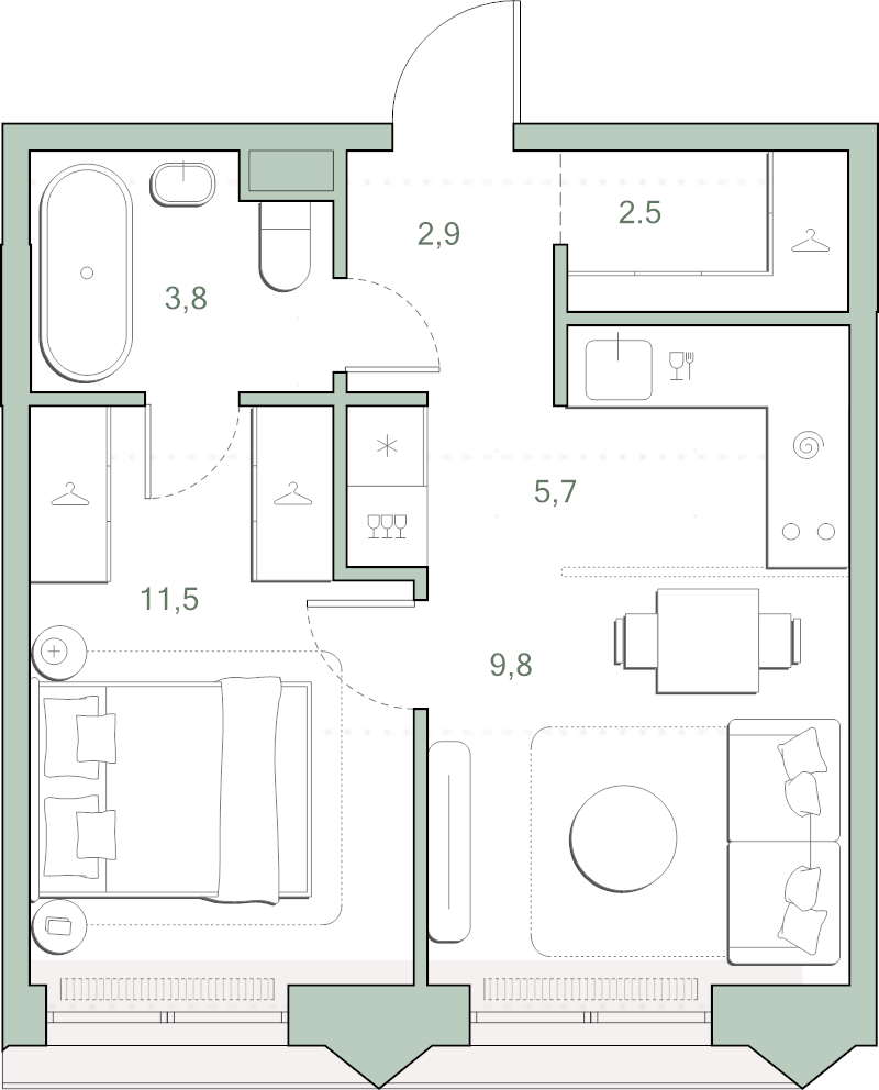 2 ккв (Евро) 36,2 м²