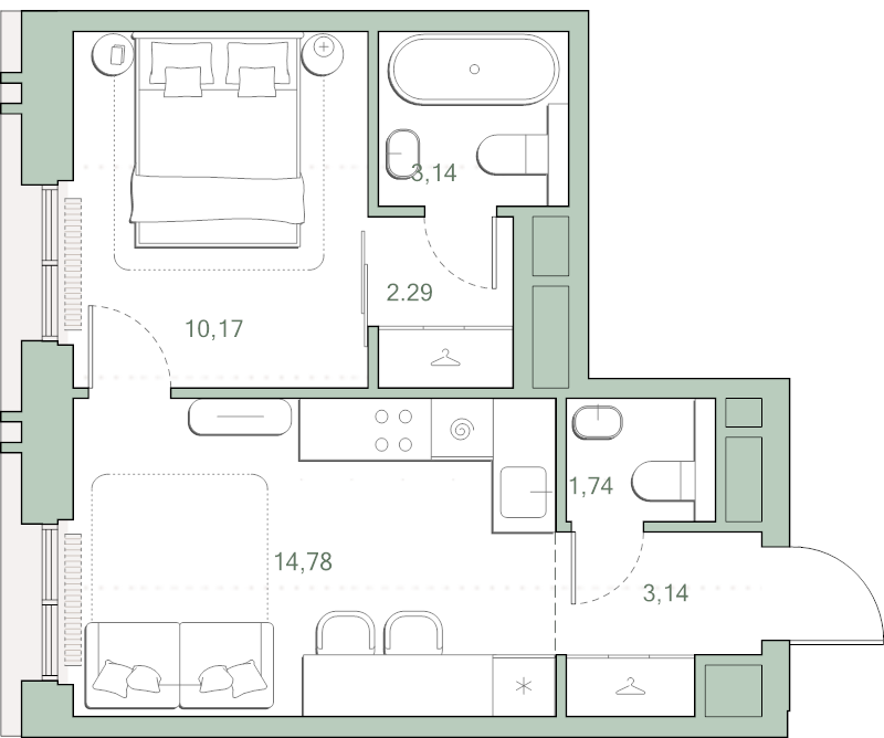 1 ккв 35,3 м²