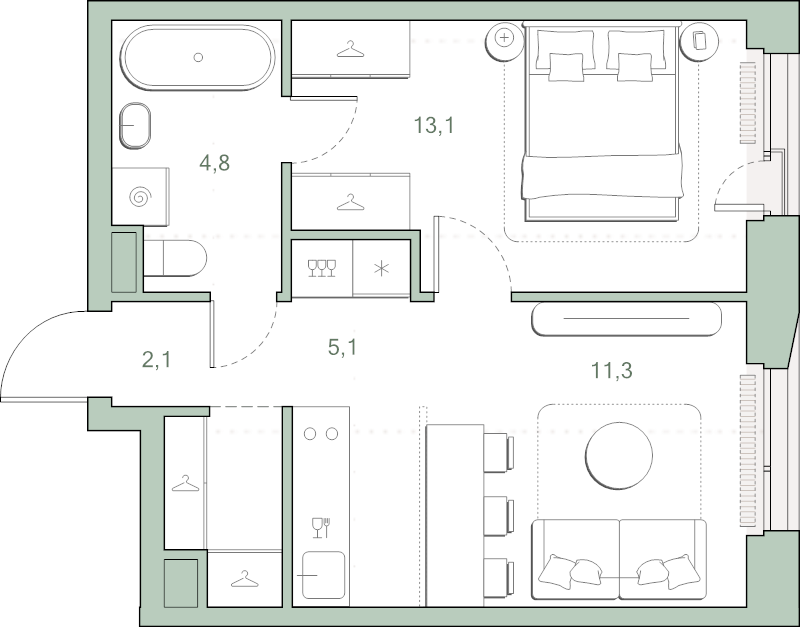 2 ккв (Евро) 38,7 м²