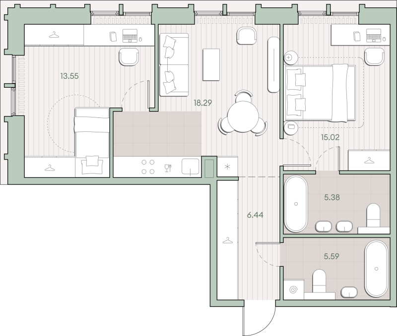 3 ккв (Евро) 64,3 м²