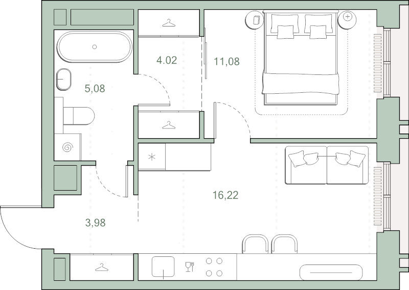2 ккв (Евро) 40,4 м²