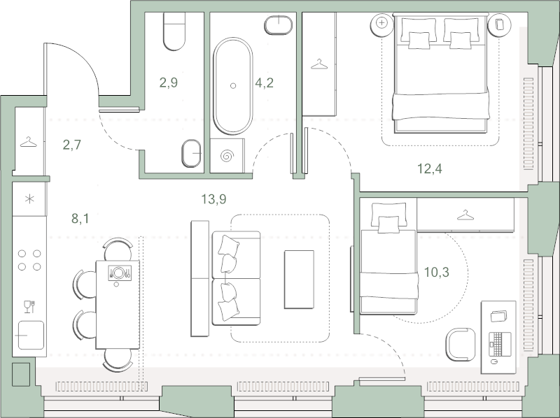 3 ккв (Евро) 54,5 м²