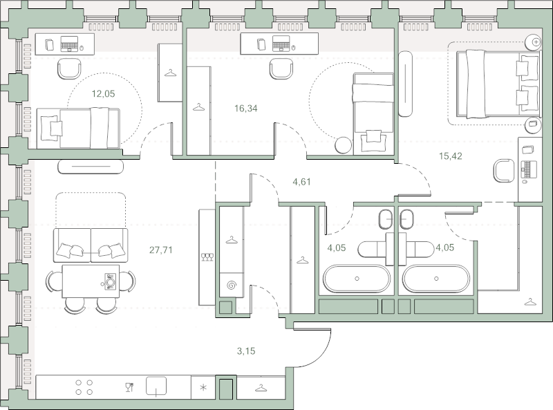 4 ккв (Евро) 97,6 м²