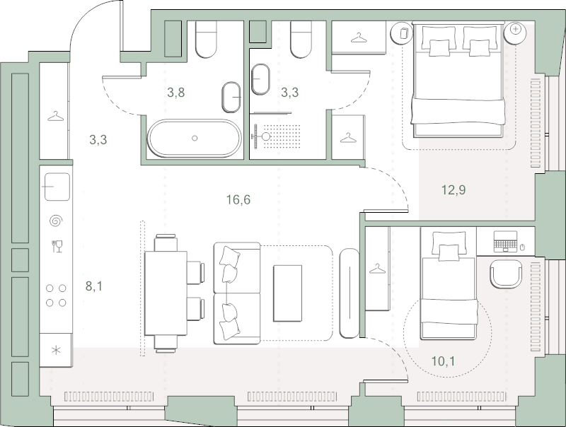 3 ккв (Евро) 58,1 м²