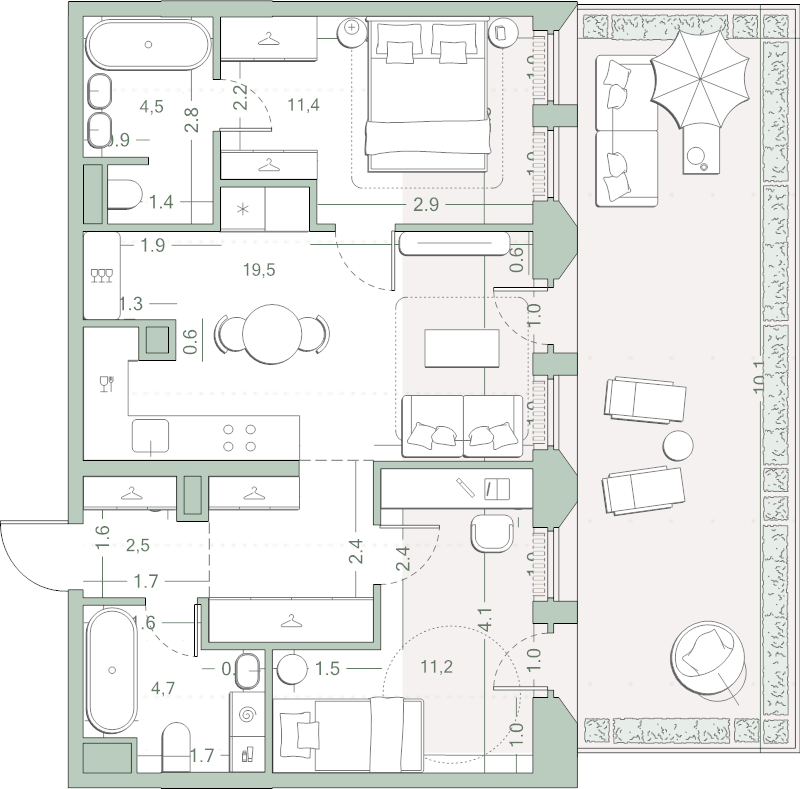 3 ккв (Евро) 68,1 м²