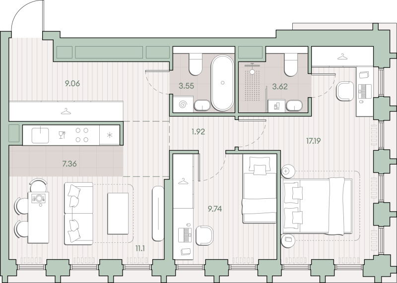 3 ккв (Евро) 63,5 м²