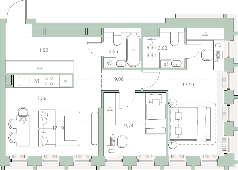 3 ккв (Евро) 63,5 м²