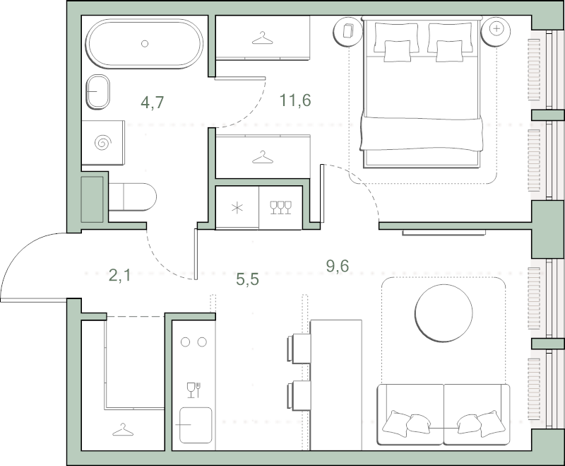 2 ккв (Евро) 35,6 м²