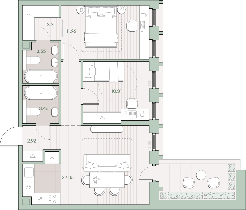 3 ккв (Евро) 62,8 м²