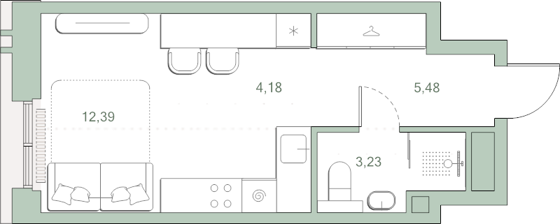 Студия 25,3 м²