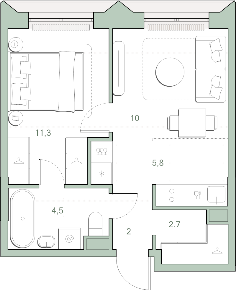 2 ккв (Евро) 36,3 м²