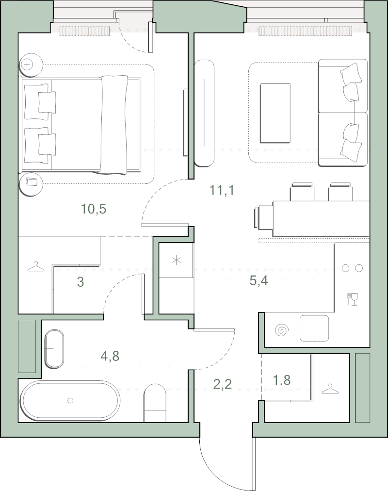 2 ккв (Евро) 38,8 м²
