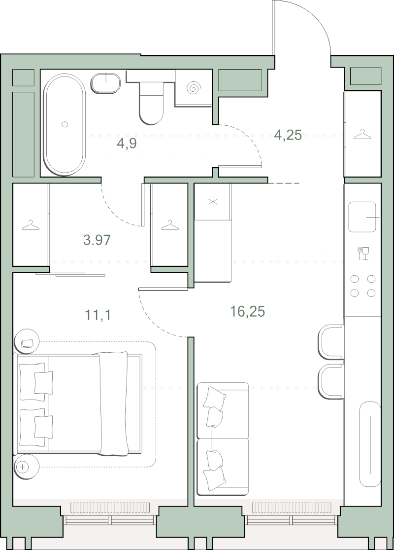 2 ккв (Евро) 40,5 м²