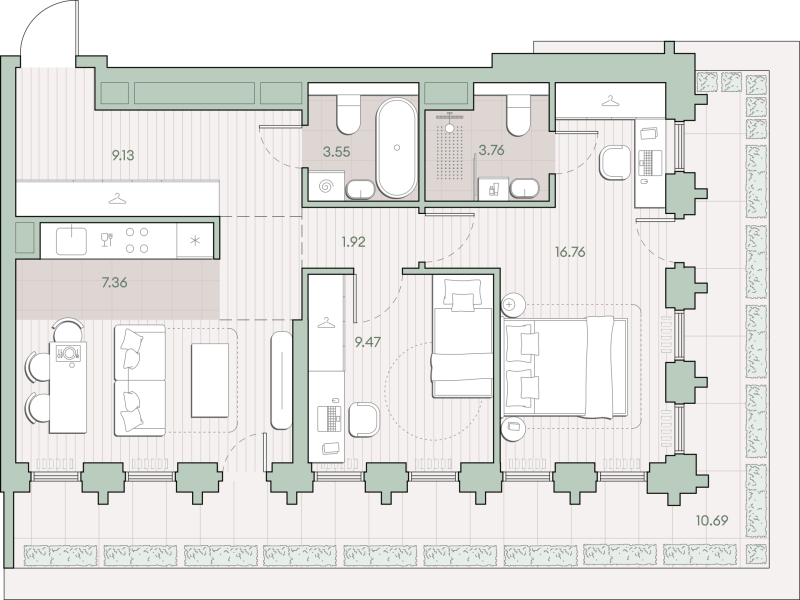 3 ккв (Евро) 70,5 м²
