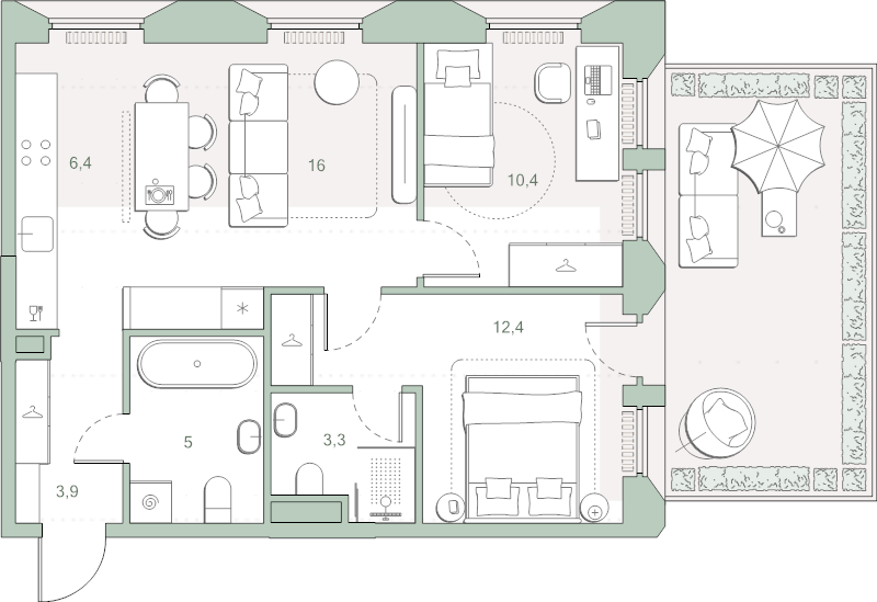 3 ккв (Евро) 63 м²