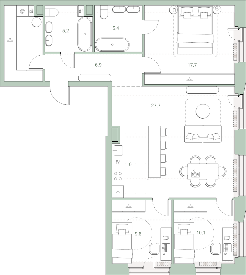 4 ккв (Евро) 95,7 м²