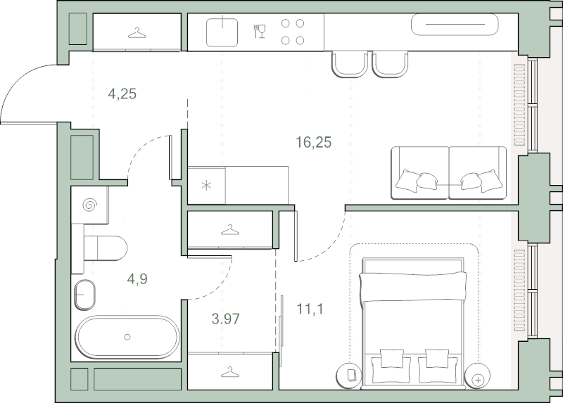 2 ккв (Евро) 40,5 м²