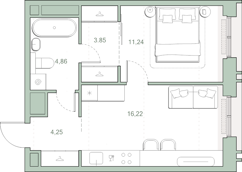 2 ккв (Евро) 40,4 м²