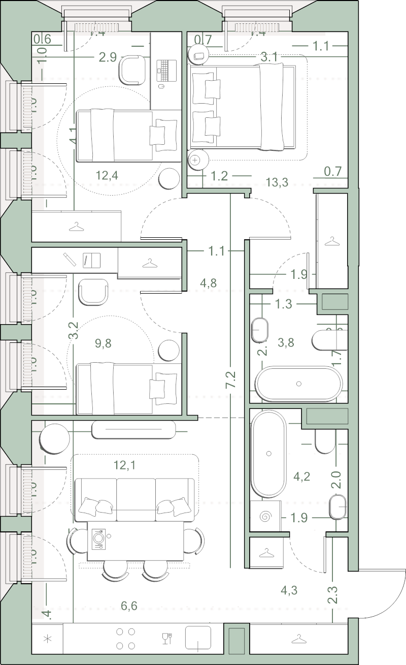 4 ккв (Евро) 71,3 м²