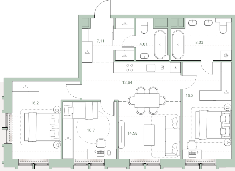 4 ккв (Евро) 85,6 м²